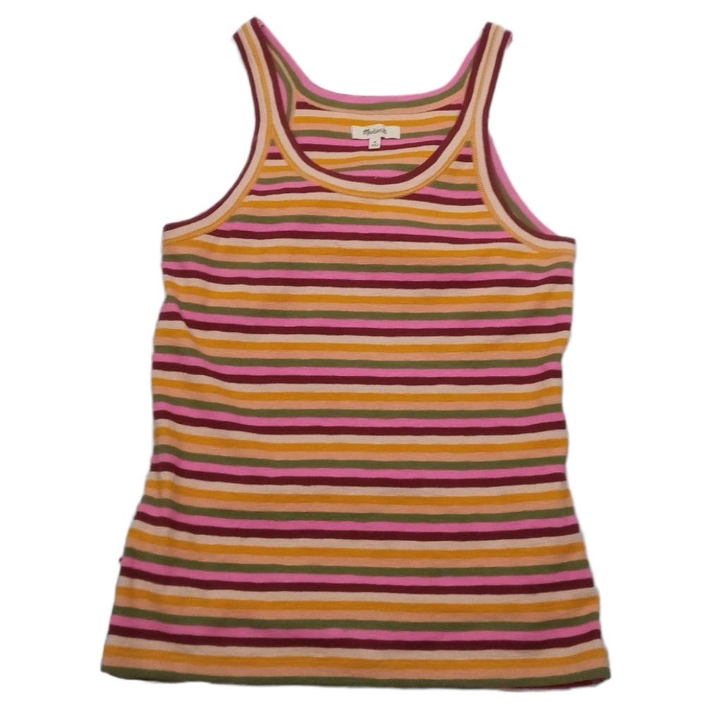 Madewell Pink, Yellow & Green Striped Tank Top